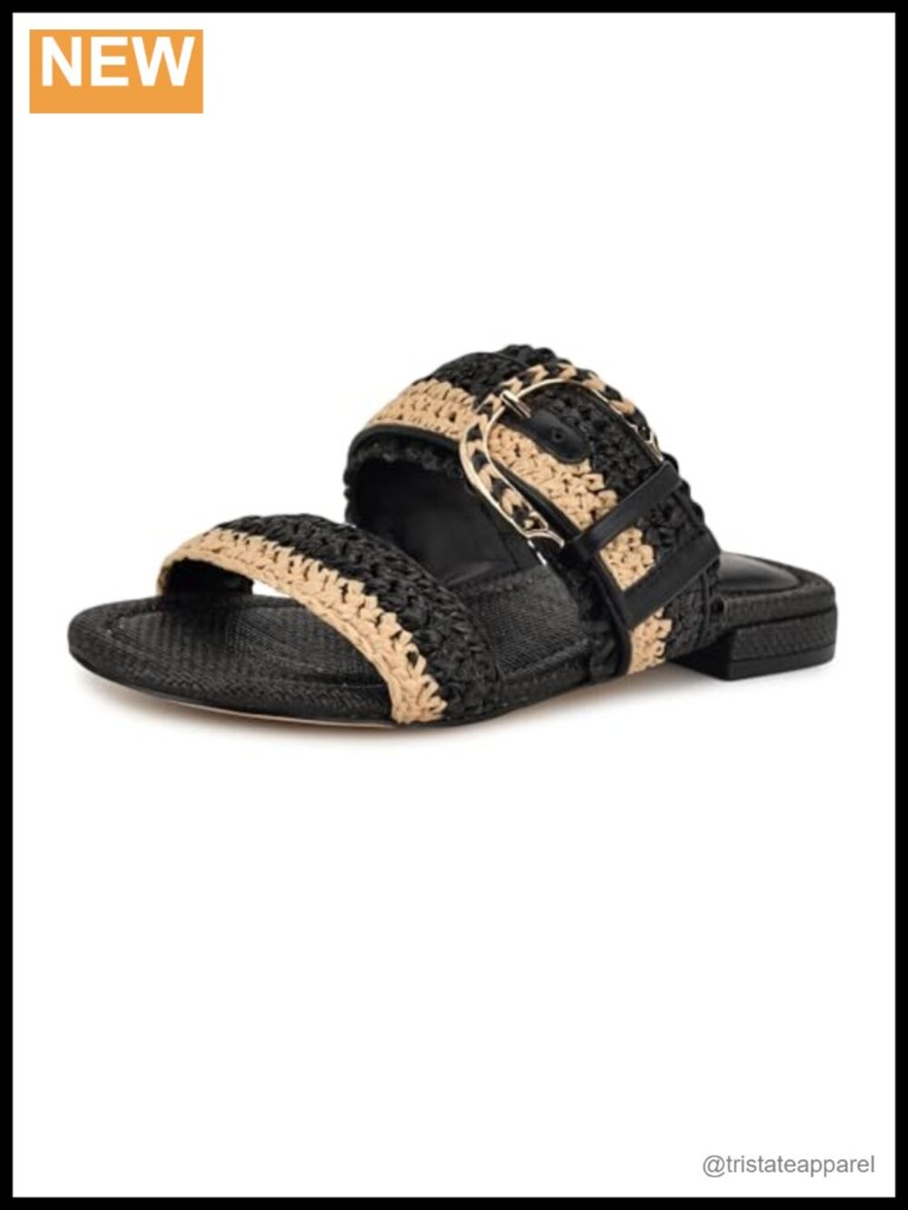 Woven Two Strap Slide Sandals Open Toe Slip On Casual